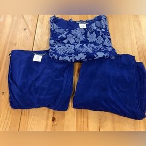 NWT Vintage Jessica Holbrook Blue Floral Set Size 3X shirt, pants & Cardigan